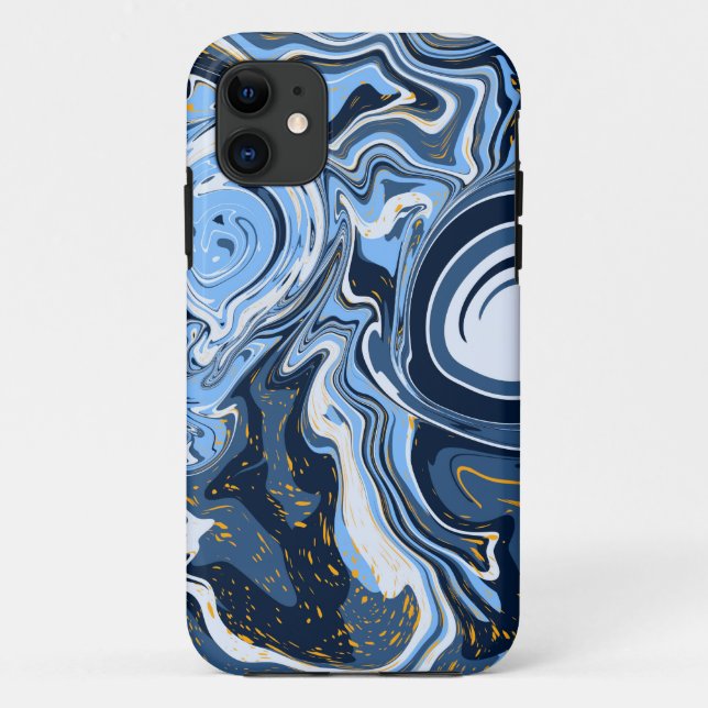 Capa Para iPhone 11 Artes fluidas, brancas e Douradas (Verso)