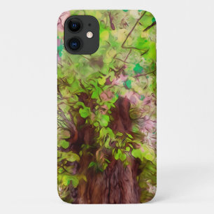 Capa Para iPhone 11 Árvore Antiga Espessa Ramifica Verde e Mágica Roxa