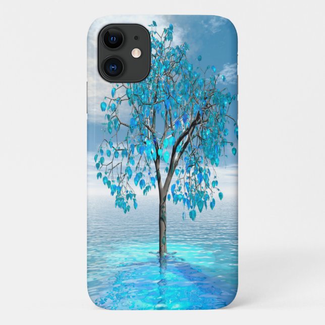 Capa Para iPhone 11 Árvore Azul Crystal (Verso)