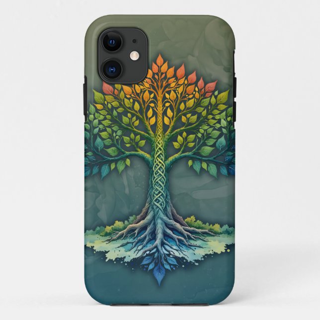 Capa Para iPhone 11 Árvore da Vida Mudando o Amanhecer  (Verso)