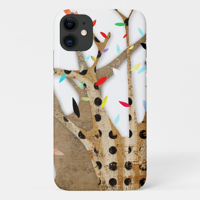 Capa Para iPhone 11 Árvore de Casamento com Pontos de Bolinhas de Casc (Verso)