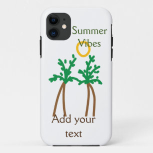 Capa Para iPhone 11 Árvore de coco marrom verde vibrações de verão adi