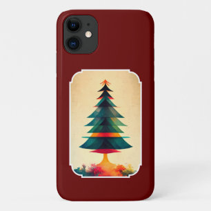 Capa Para iPhone 11 Árvore de Natal Alegre Design Geométrico Artístico