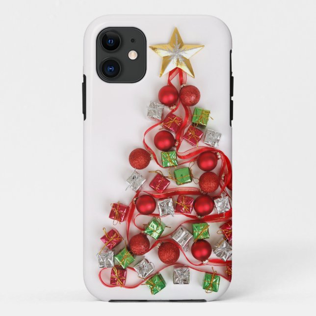 Capa Para iPhone 11 Árvore de Natal Festiva (Verso)
