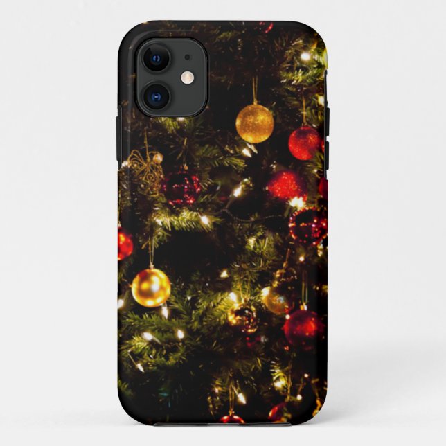 Capa Para iPhone 11 Árvore de Natal Festiva (Verso)