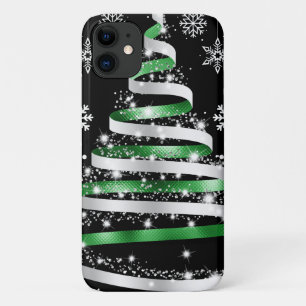 Capa Para iPhone 11 Árvore de Natal Verde Floco de Neve Branco Floco d