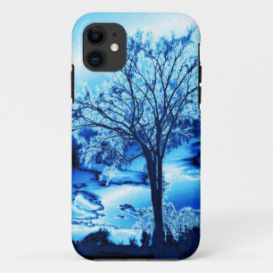 Capa Para iPhone 11 Árvore em gelo azul