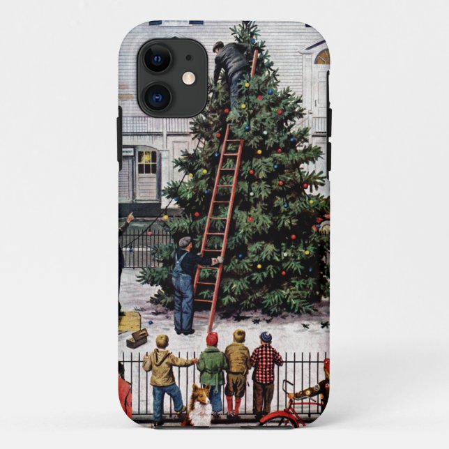 Capa Para iPhone 11 Árvore na praça da cidade (Verso)