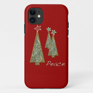 Capa Para iPhone 11 Árvore-Paz/vermelho do Natal