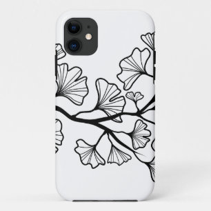Capa Para iPhone 11 árvore preta da nogueira-do-Japão com folhas