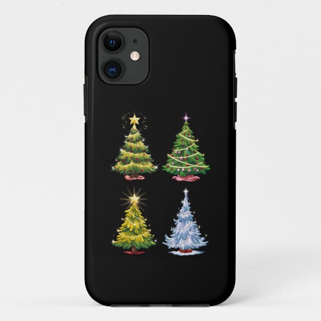 Capa Para iPhone 11 Árvore Verde Natal Férias Inverno (Verso)