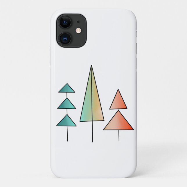 Capa Para iPhone 11 árvores arco-íris modernistas de meados do século  (Verso)