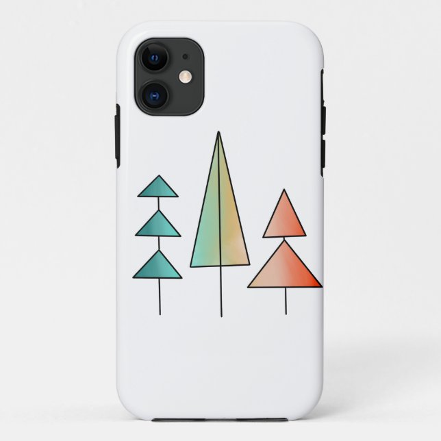Capa Para iPhone 11 árvores arco-íris modernistas de meados do século  (Verso)