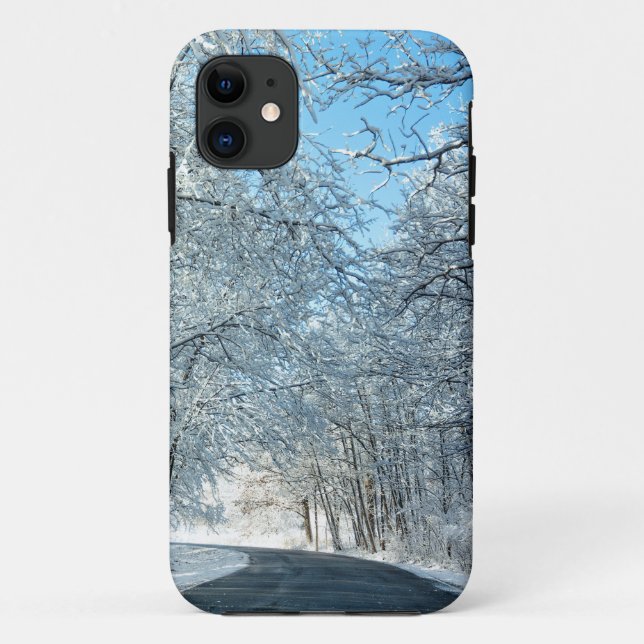 Capa Para iPhone 11 Árvores de inverno de neve (Verso)