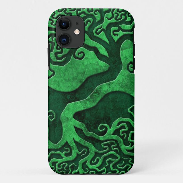Capa Para iPhone 11 Árvores de pedra verdes de Yin Yang (Verso)