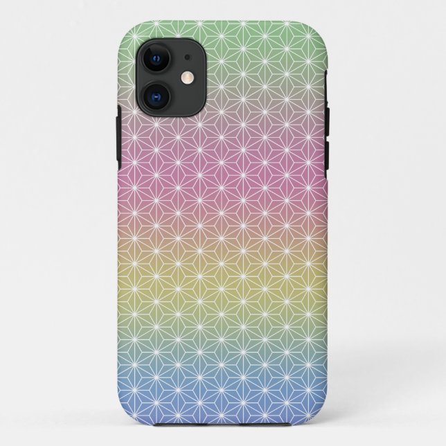Capa Para iPhone 11 Asanoha, Impressão tradicional, japonês, Arco-íris (Verso)