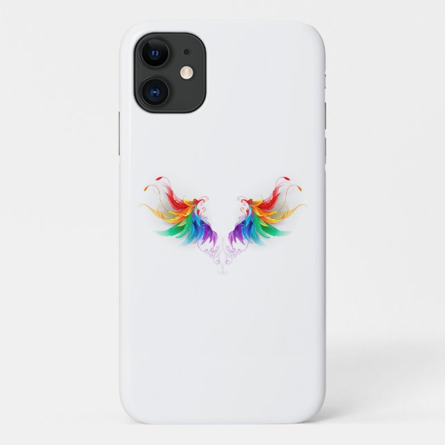Capa Para iPhone 11 Asas Fluffy Rainbow (Verso)
