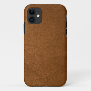 Capa Para iPhone 11 Aspecto de Textura de Couro Castanho