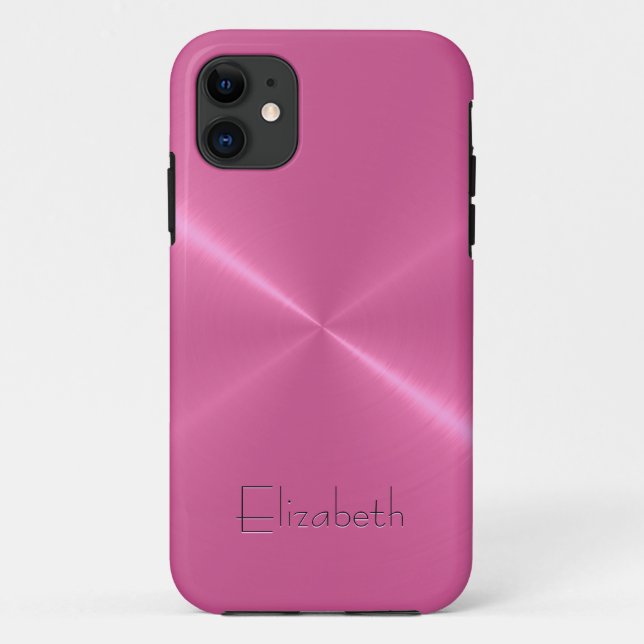 Capa Para iPhone 11 Aspecto do metal de aço inoxidável rosa (Verso)
