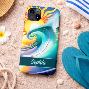 Capa Para iPhone 11 Assinatura Colorida do Sol e do Surf
