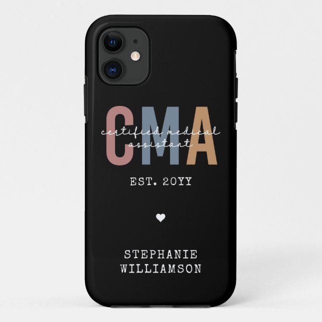 Capa Para iPhone 11 Assistente médico certificado CMA personalizado (Verso)