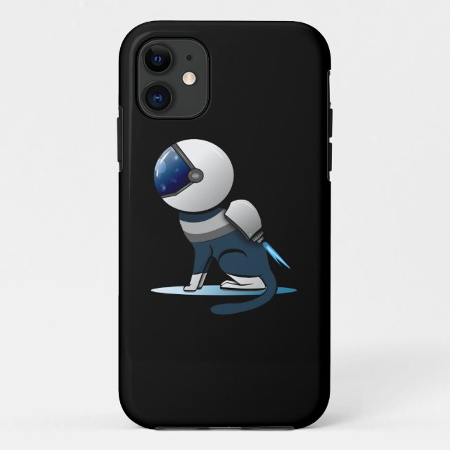 Capa Para iPhone 11 Astronauta de Gato Espacial Voando (Verso)