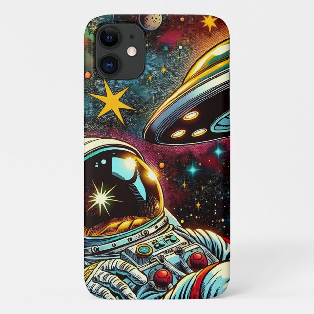 Capa Para iPhone 11 Astronauta Flutuando no Espaço com uma Arte de IA  (Verso)