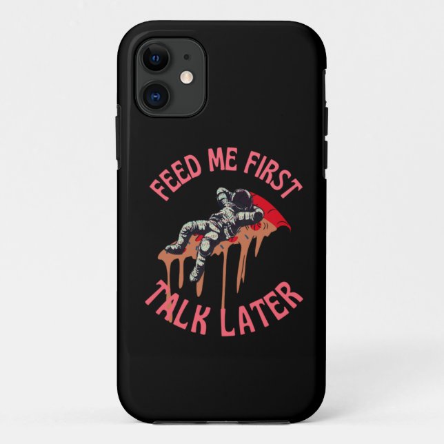 Capa Para iPhone 11 Astronauta Pizza Engraçado (Verso)