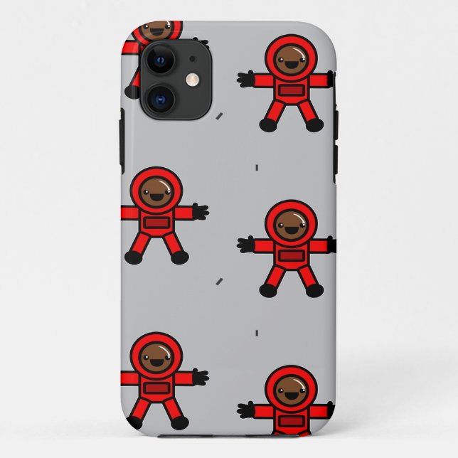 Capa Para iPhone 11 Astronautas de terno vermelho em cinzas (Verso)