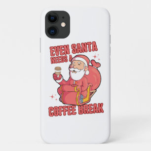 Capa Para iPhone 11 Até o Papai Noel Precisa de uma Pausa para Café