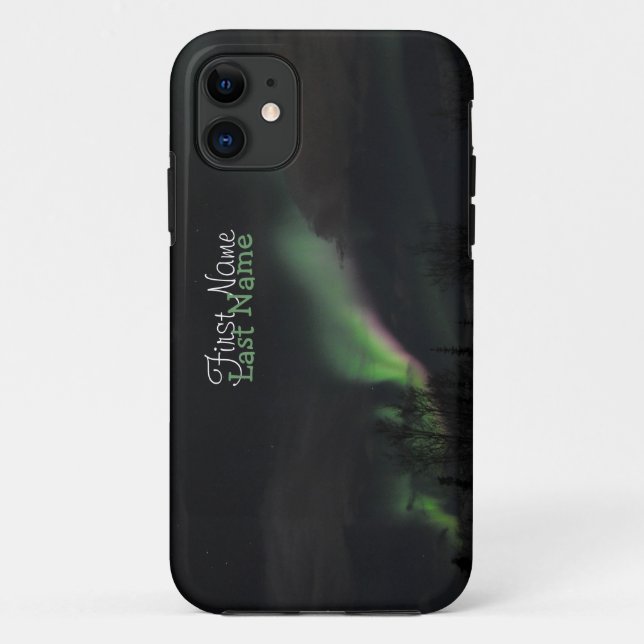 Capa Para iPhone 11 Aurora Borealis de ABPAG roxo e verde (Verso)