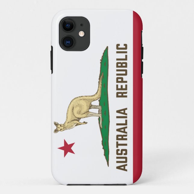 Capa Para iPhone 11 Austrália República da Califórnia Flag Kangaroo (Verso)