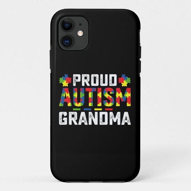 Capa Para iPhone 11 Autismo Orgulhoso Vovó Sensibilização Família Auti (Verso)