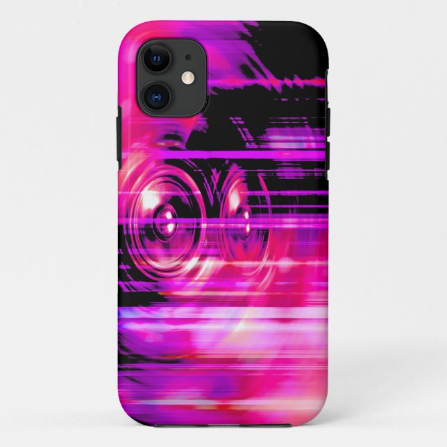Capa Para iPhone 11 Auto-falantes de música roxas (Verso)