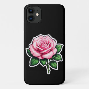 Capa Para iPhone 11 Autocolante rosa transparente