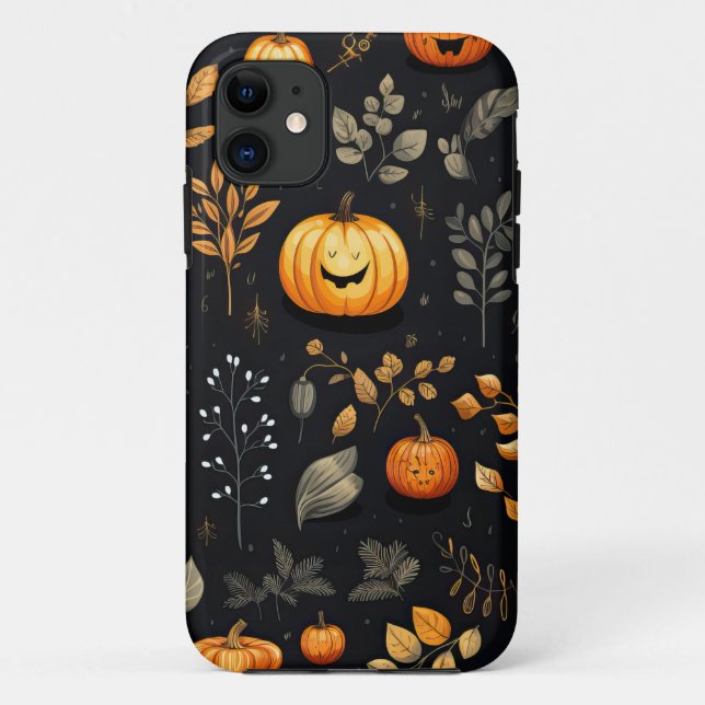 Capa Para iPhone 11 Autumn Falling Deixa Pumpkin (Verso)