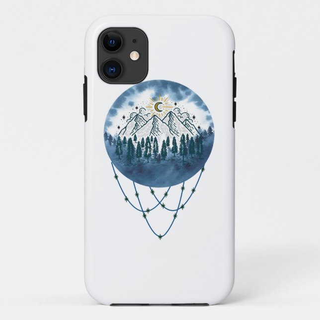 Capa Para iPhone 11 Aventura ao ar livre de pinheiro das montanhas Sno (Verso)