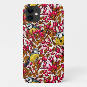Capa Para iPhone 11 Aves e rosa de cães