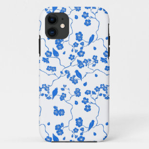Capa Para iPhone 11 Aves em Cherry Blossoms Blue Impressão