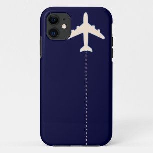 Capa Para iPhone 11 avião viagem com linha pontilhada