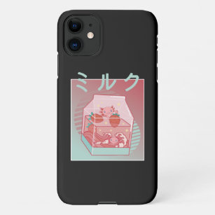 Capa Para iPhone 11 Axolotl Strawberry Milk Cotage Core Japão Axolotl