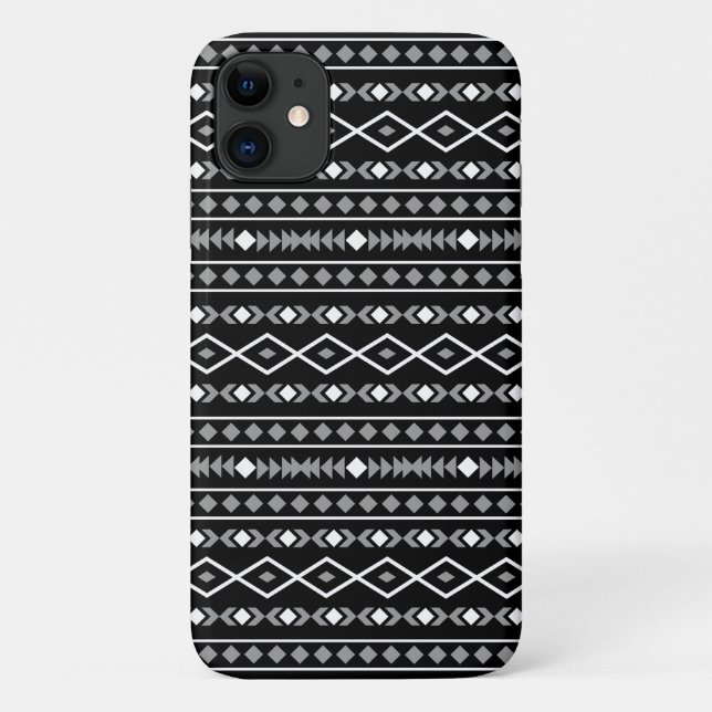 Capa Para iPhone 11 Aztec Formas Padrão Cinza Branca Preta (Verso)
