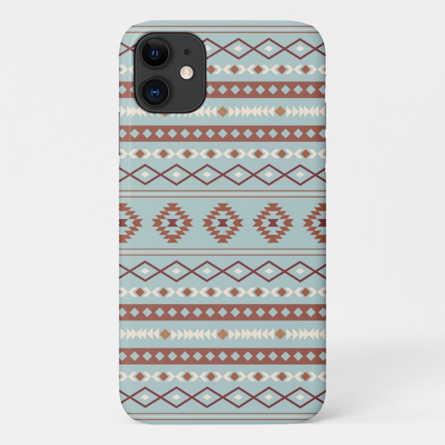 Capa Para iPhone 11 Aztec Padrões de Motif Mistos Rastreamento Azul (Verso)