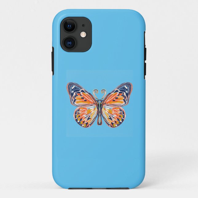 Capa Para iPhone 11 Azul-borboleta (Verso)