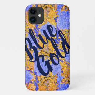 Capa Para iPhone 11 Azul Céu e Ouros Flores e seu texto