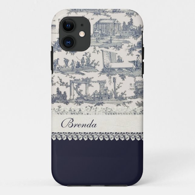 Capa Para iPhone 11 Azul-Chic e Arquivos Franceses Personalizados (Verso)