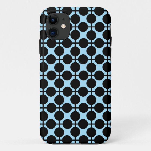 Capa Para iPhone 11 Azul claro com geometria preta (Verso)