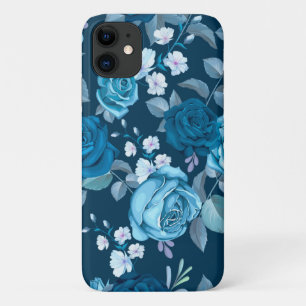 Capa Para iPhone 11 Azul Clássico Floral