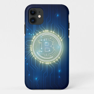 Capa Para iPhone 11 Azul Criptomoeda Dourada Digital