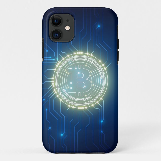 Capa Para iPhone 11 Azul criptomoeda Dourada digital (Verso)